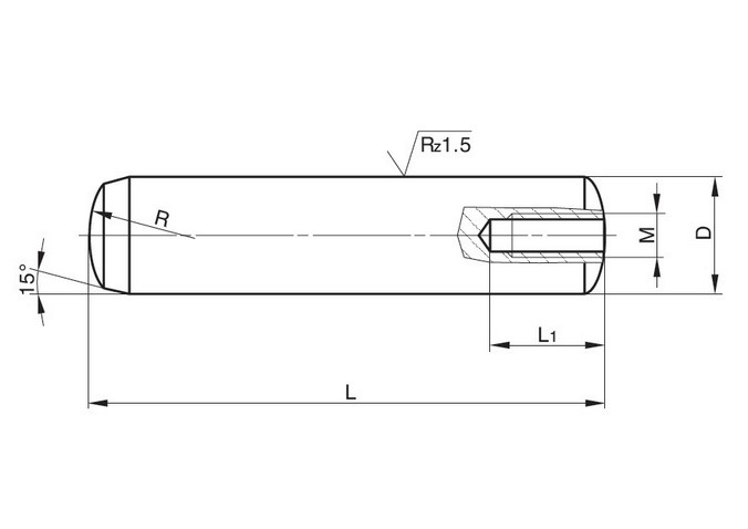 Spine cilindriche con foro filettato - Precision dowel pins with tapped hole