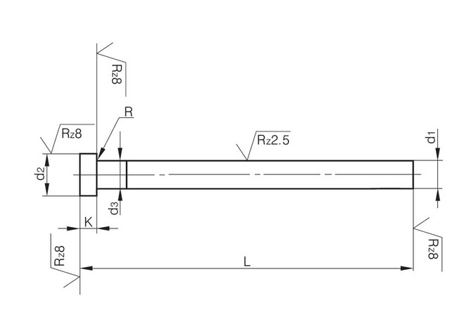 Espulsori con testa cilindrica temprati forma AH - Hardened ejector pins cyl head form AH