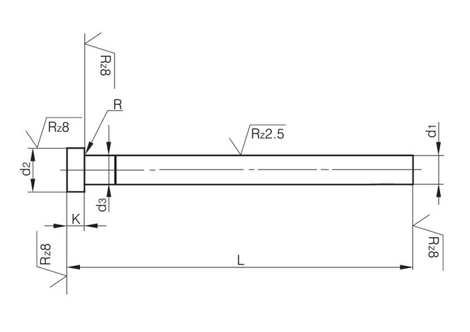 Espulsori con testa cilindrica temprati - Hardened ejector pins cyl. head