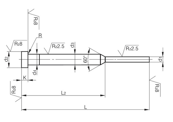 Espulsori con testa cilindrica temprati forma C - Hardened ejector pins form C