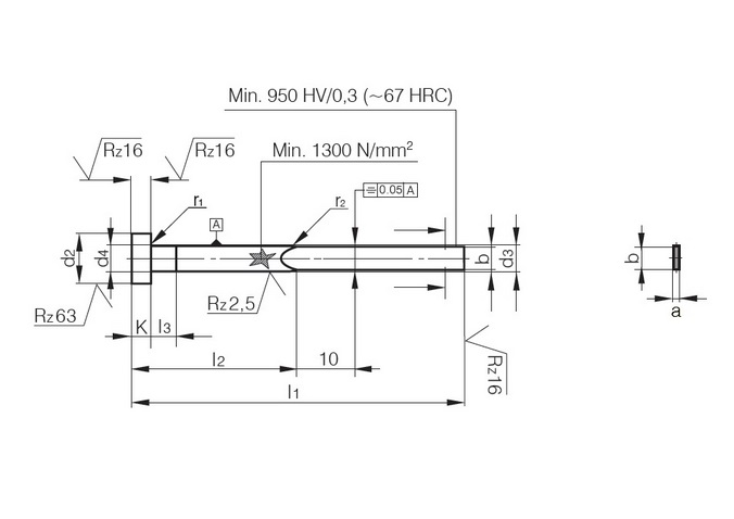 Espulsori con testa cilindrica nitrurati a lamella - Blade ejectors nitrided